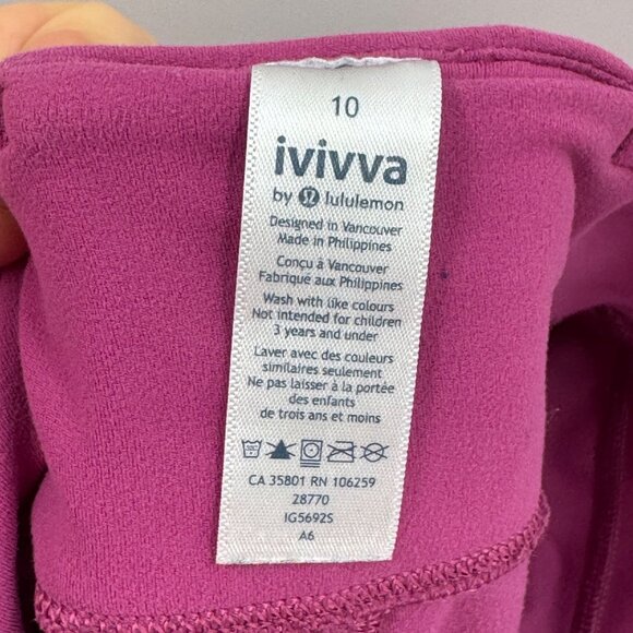 Ivivva By Lululemon Purple Nylon & Lycra Elastane Full-Length Leggings Girl Sz10 - Picture 4 of 5